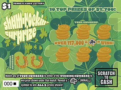 Sham-rockin’ Surprize Pennsylvania scratch-off ticket