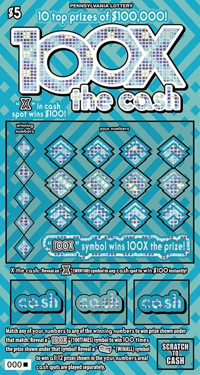 100X the Cash Pennsylvania scratch-off ticket
