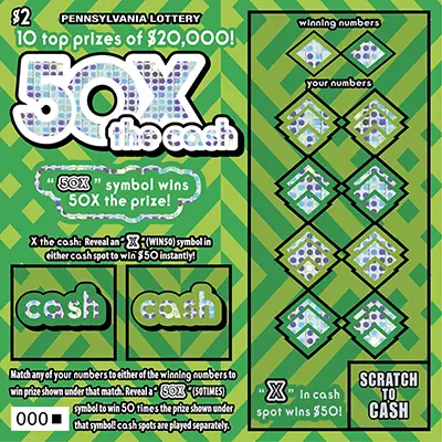 50X the Cash Pennsylvania scratch-off ticket