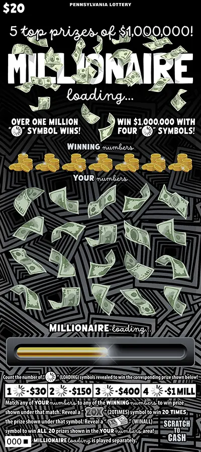 Millionaire Loading Pennsylvania scratch-off ticket