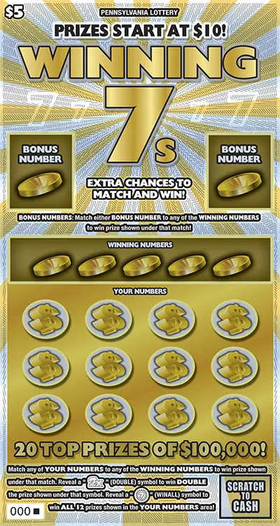Winning 7s Pennsylvania scratch-off ticket