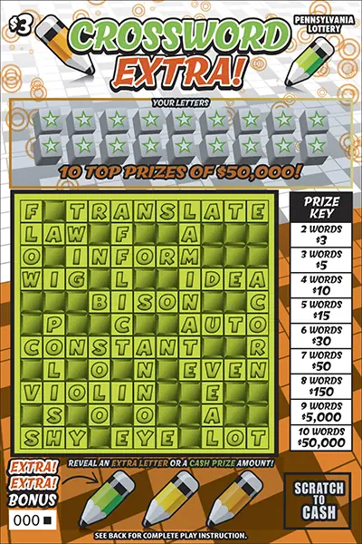 Crossword Extra Pennsylvania scratch-off ticket