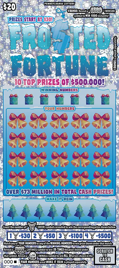 Fro$ted Fortune Pennsylvania scratch-off ticket