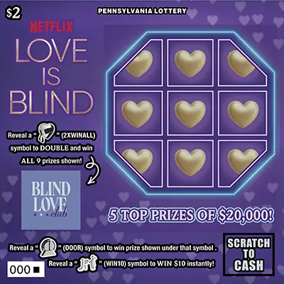 LOVE IS BLIND Pennsylvania scratch-off ticket