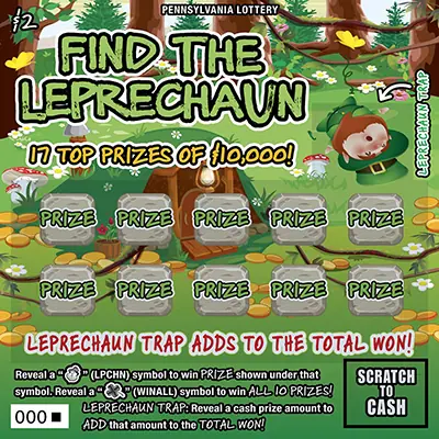 Find the Leprechaun Pennsylvania scratch-off ticket