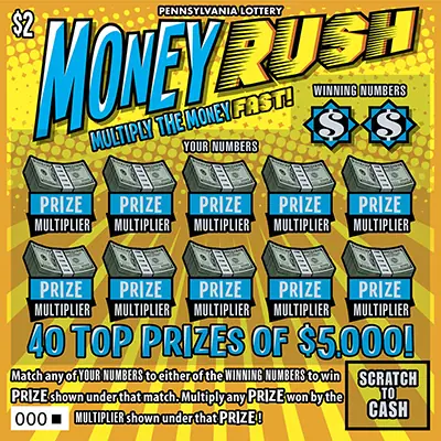 Money Rush Pennsylvania scratch-off ticket