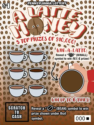 A Latte Money Pennsylvania scratch-off ticket
