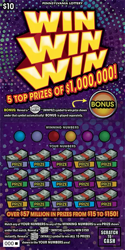 Win Win Win Pennsylvania scratch-off ticket