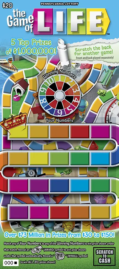 THE GAME OF LIFE Pennsylvania scratch-off ticket