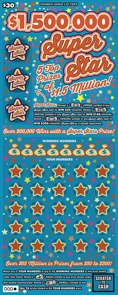 $1,500,000 Super Star Pennsylvania scratch-off ticket