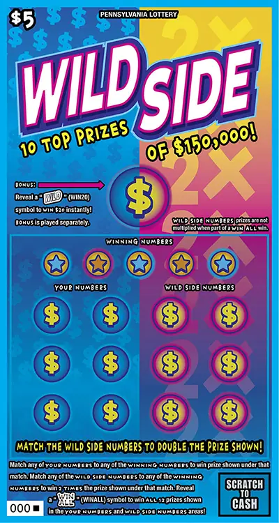 Wild Side Pennsylvania scratch-off ticket