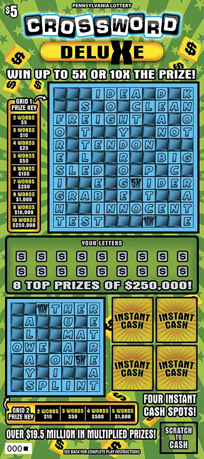 Crossword Deluxe Pennsylvania scratch-off ticket