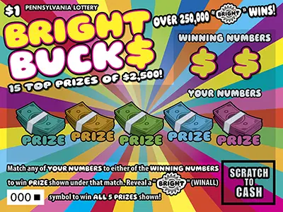 Bright Buck$ Pennsylvania scratch-off ticket