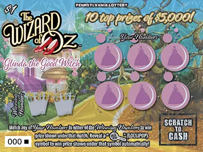 THE WIZARD OF OZ™ GLINDA THE GOOD WITCH Pennsylvania scratch-off ticket