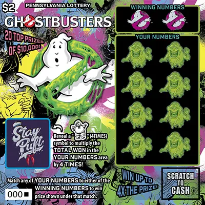Ghostbusters™ Pennsylvania scratch-off ticket