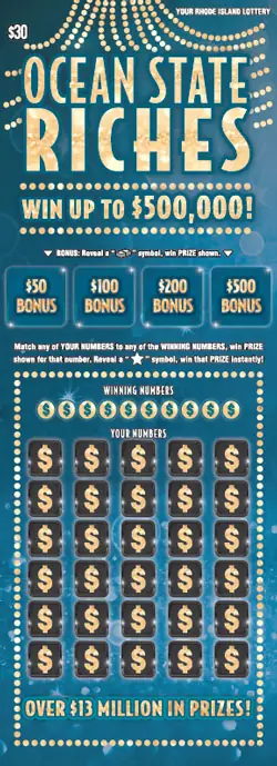 OCEAN STATE RICHES Rhode Island instant game ticket