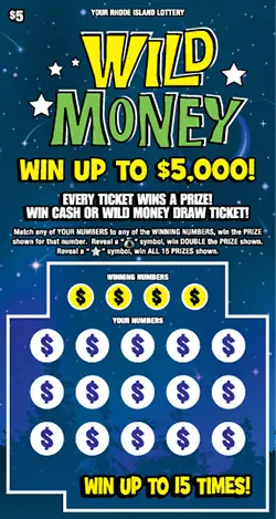 WILD MONEY Rhode Island instant game ticket