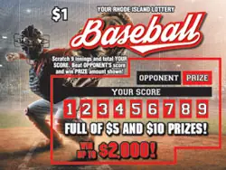 BASEBALL Rhode Island instant game ticket