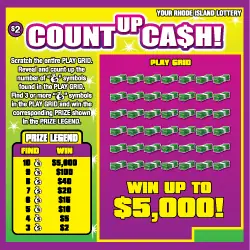 COUNT UP CASH Rhode Island instant game ticket