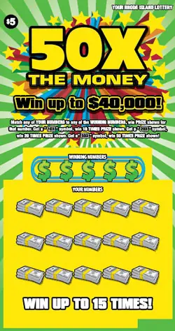 50X THE MONEY Rhode Island instant game ticket