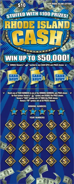 RHODE ISLAND CASH Rhode Island instant game ticket