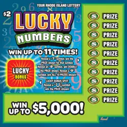 LUCKY NUMBERS Rhode Island instant game ticket