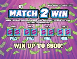 MATCH 2 WIN Rhode Island instant game ticket