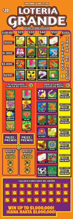 LOTERIA GRANDE Rhode Island instant game ticket