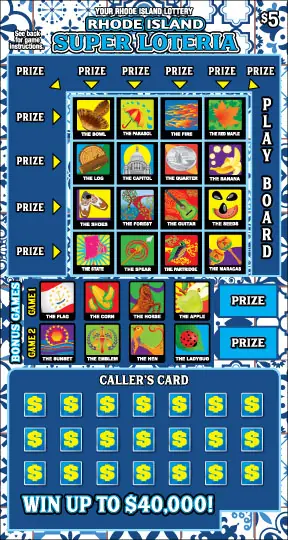 RHODE ISLAND SUPER LOTERIA Rhode Island instant game ticket