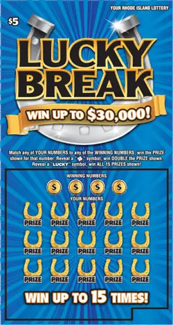 LUCKY BREAK Rhode Island instant game ticket