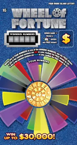 WHEEL OF FORTUNE Rhode Island instant game ticket