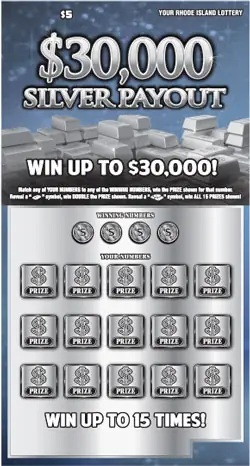 $30,000 SILVER PAYOUT Rhode Island instant game ticket