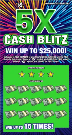 5X CASH BLITZ Rhode Island instant game ticket