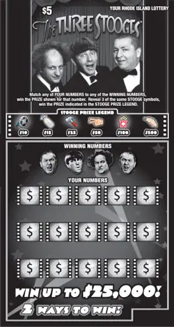 THE THREE STOOGES Rhode Island instant game ticket