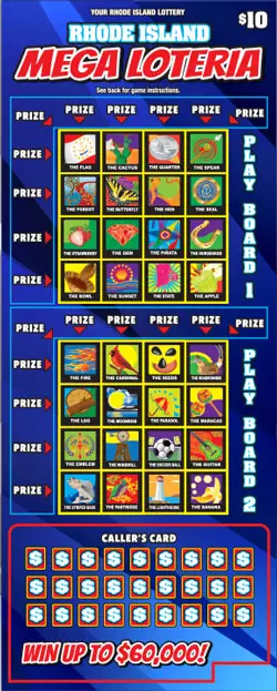 MEGA LOTERIA Rhode Island instant game ticket