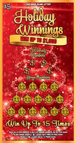 HOLIDAY WINNINGS Rhode Island instant game ticket