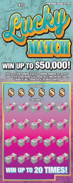 LUCKY MATCH Rhode Island instant game ticket