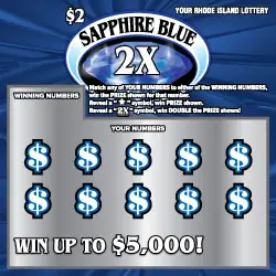 SAPPHIRE BLUE 2X Rhode Island instant game ticket
