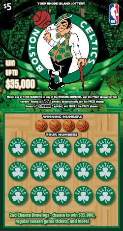 BOSTON CELTICS Rhode Island instant game ticket