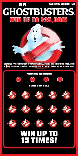 GHOSTBUSTERS JUMANJI Rhode Island instant game ticket