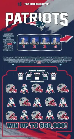 PATRIOTS Rhode Island instant game ticket