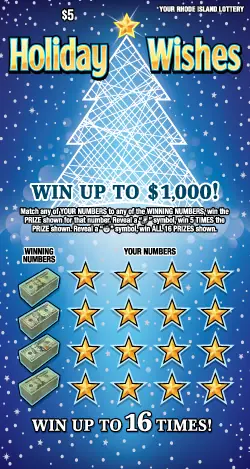 HOLIDAY WISHES Rhode Island instant game ticket