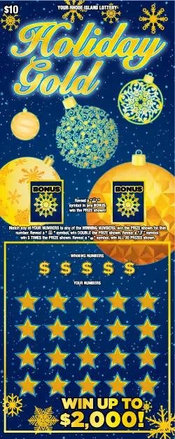 HOLIDAY GOLD Rhode Island instant game ticket