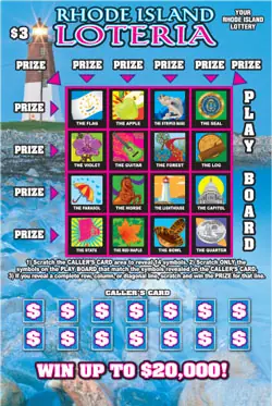 RHODE ISLAND LOTERIA Rhode Island instant game ticket