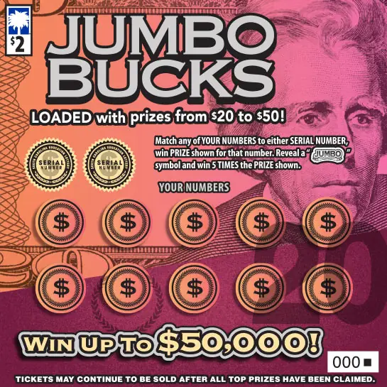 Jumbo Bucks South Carolina scratch-off ticket