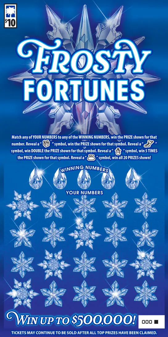 Frosty Fortunes South Carolina scratch-off ticket