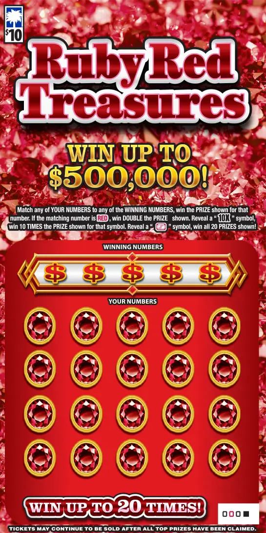 Ruby Red Treasures South Carolina scratch-off ticket