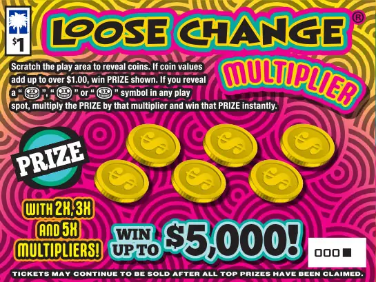 Loose Change Multiplier South Carolina scratch-off ticket