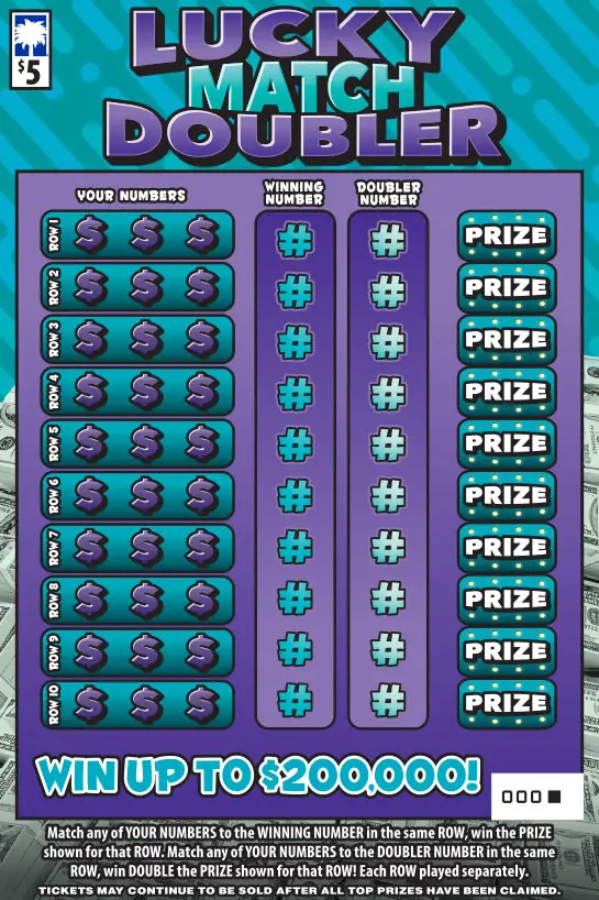 Lucky Match Doubler South Carolina scratch-off ticket