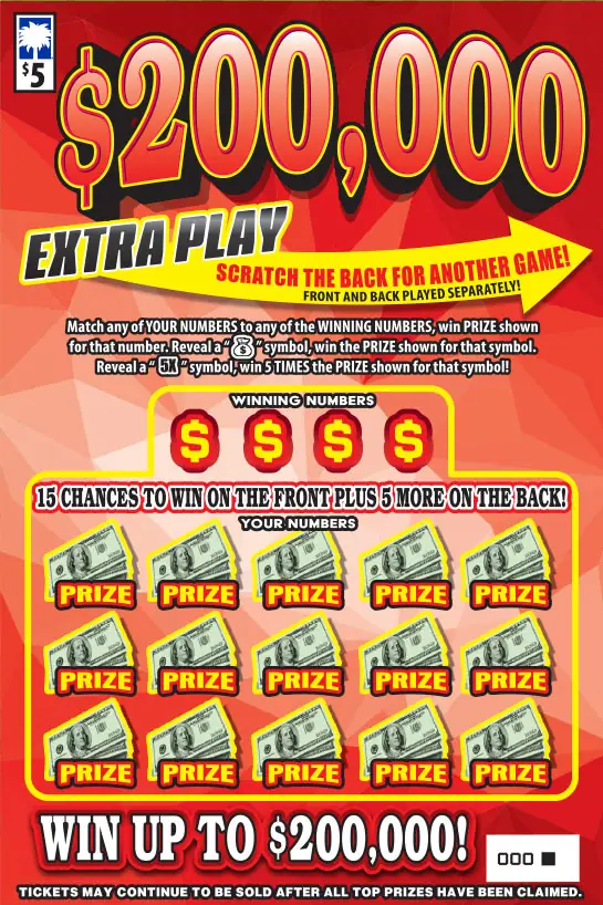 $200,000 Extra Play South Carolina scratch-off ticket